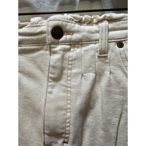 Lee white stretch denim ruffle elastic waist mini skirt size 12 - Picture 3 of 10